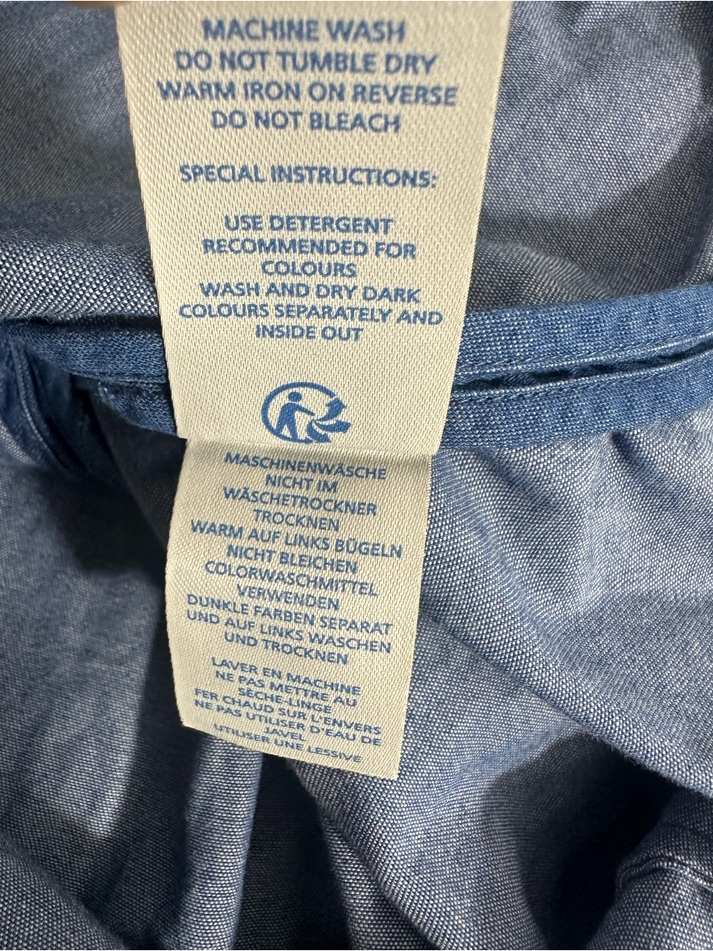 Boden Sz 8R Denim Fit & Flare Faux Wrap Cotton Dress Women’s Blue Short Sleeve - Picture 12 of 15